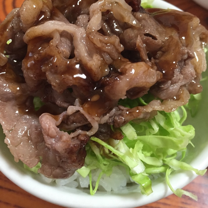 簡単   キャベツ焼肉丼